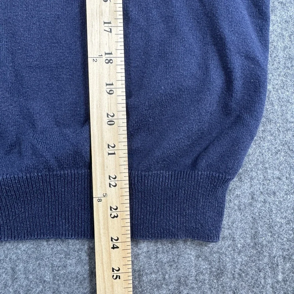 J.Crew Men's V-Neck Sweater Size M Navy Blue Cotton Cashmere Blend Knit